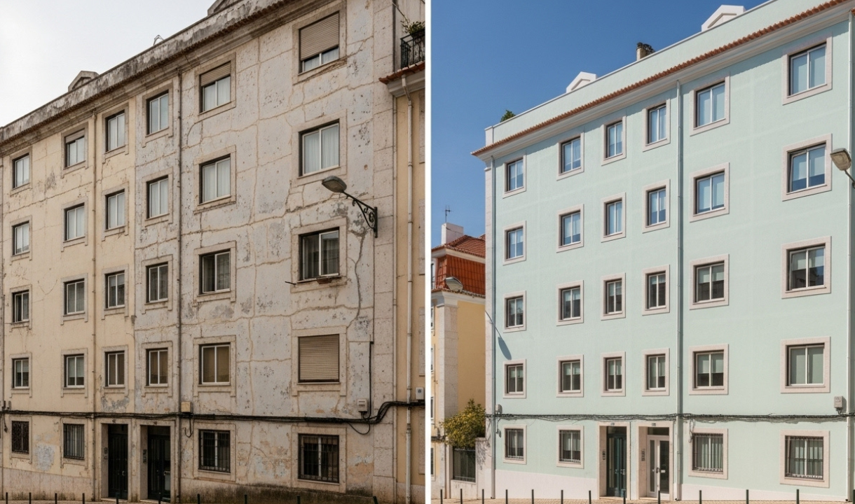 Exemplo de antes e depois - Capoto em Lisboa