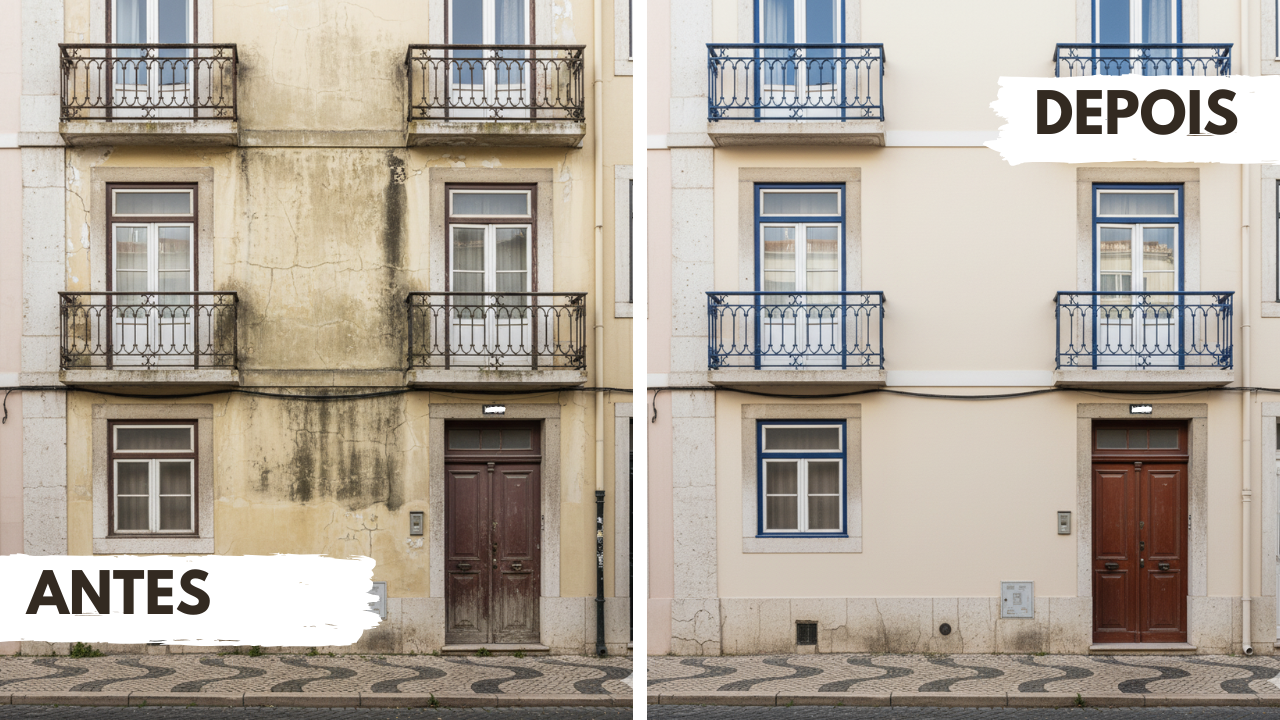 Exemplo de antes e depois - Pintura em Lisboa