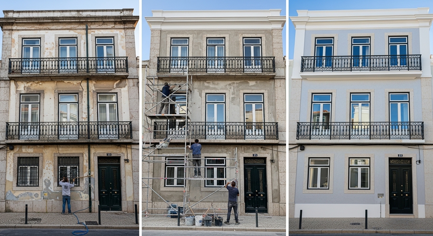 Exemplo de antes e depois - Barramento em Lisboa
