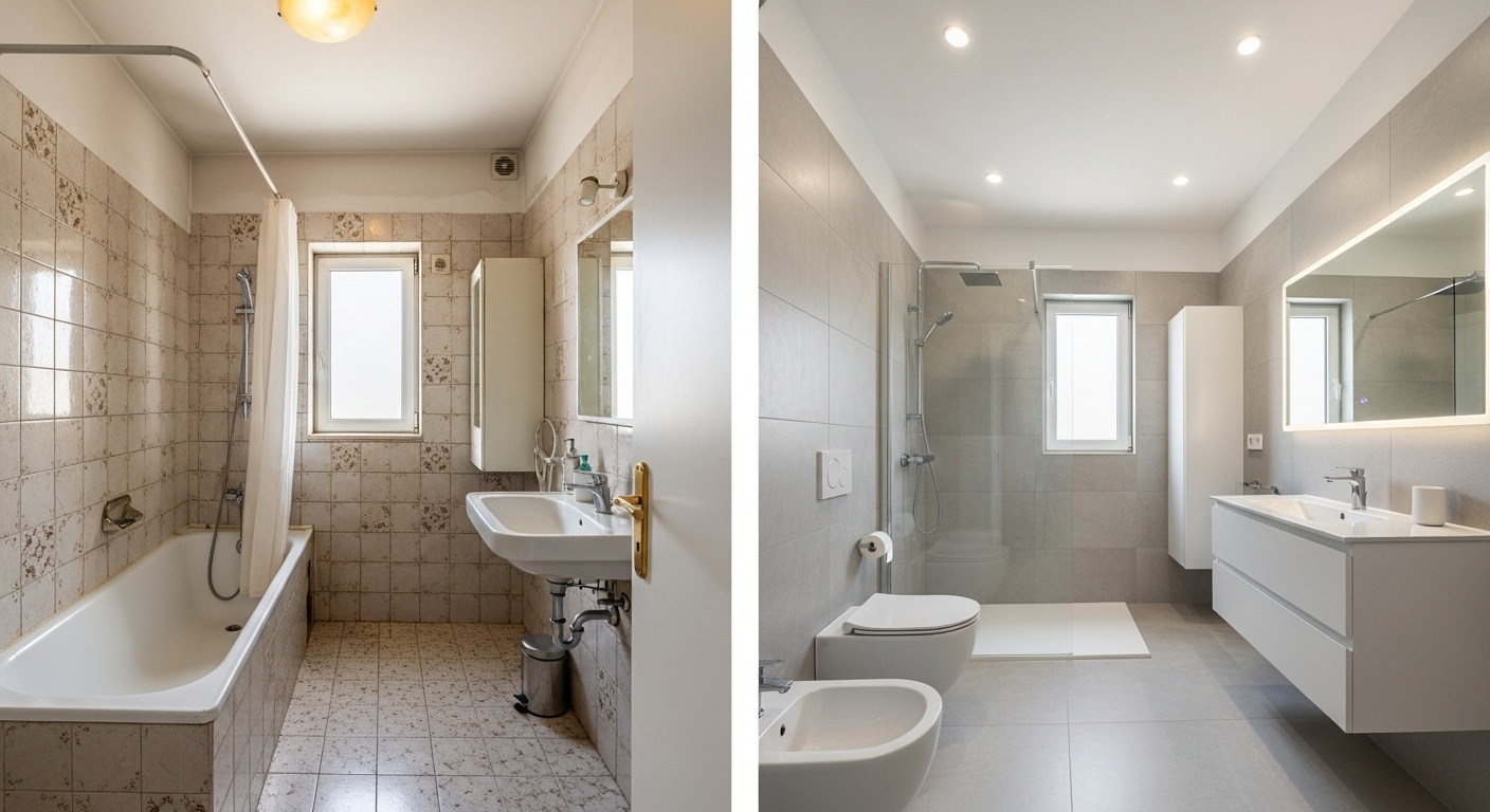 Remodelação de casa de banho em Setúbal - antes e depois